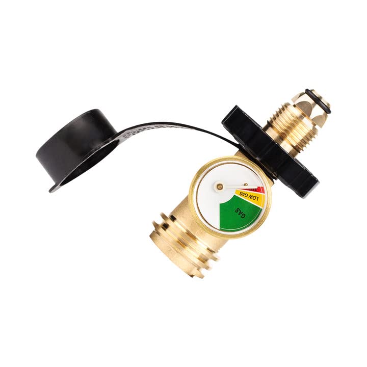 GASLAND Upgraded Propane Tank Gauge, Propane Adapter POL to QCC1/POL with Gauge, LP Gas Grill Valves Connector, Tank Leak Detector POL Convents Universal for Propane Cylinder, BBQ Gas Grill, Heater