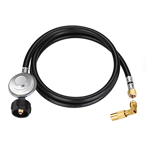 WADEO 6FT Propane Regulator Hose with 90 Degree Elbow Adapter for Blackstone 17" and 22" Table Grill and Most LP Gas Grill with 3/8'' Connect Fitting