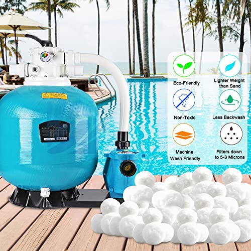 Maturead JUCJET 3.1 Lbs Pool Filter Balls Eco-Friendly Fiber Filter Media for Swimming Pool Aquarium Fish Tanks Filters Alternative to Sand(Equivalent to 110 Lbs Pool Filter Sand)