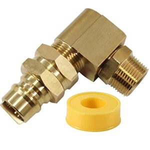 mensi 3/4″ npt x 3/4 natural hose quick connect plug elbow adapter fits dual fuel generator regulator exit connection convert to quick-disconnection