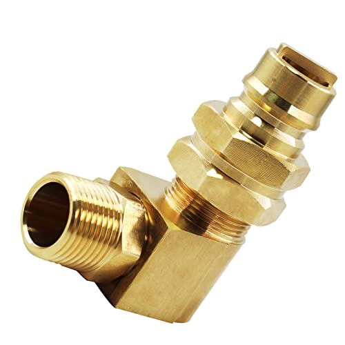 MENSI 3/4" NPT X 3/4 Natural Hose Quick Connect Plug Elbow Adapter Fits Dual Fuel Generator Regulator Exit Connection Convert to Quick-Disconnection