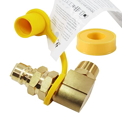 MENSI 3/4" NPT X 3/4 Natural Hose Quick Connect Plug Elbow Adapter Fits Dual Fuel Generator Regulator Exit Connection Convert to Quick-Disconnection