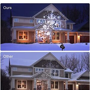 Christmas Snowflake Projector Light, Snowfall LED Light Adjustable Lamp, IP65 Waterproof White Snow Decoration Spotlights for Outdoor Indoor Night Light for Christmas Holiday Party Garden