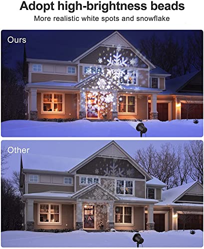 Christmas Snowflake Projector Light, Snowfall LED Light Adjustable Lamp, IP65 Waterproof White Snow Decoration Spotlights for Outdoor Indoor Night Light for Christmas Holiday Party Garden