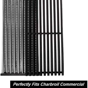 SafBbcue Cast Iron Grate and Stainless Steel Emitter Compatible with Charbroil Commercial Infrared 2 3 4 5 6 Burner Grills 463242515 466242515 463243016 463367016 466242516 463342620 463346017