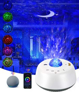 galaxy projector,star projector smart night light projector compatible with alexa & google home,ocean wave starry night light for led nebula cloud & moon night light for baby kids adult bedroom party