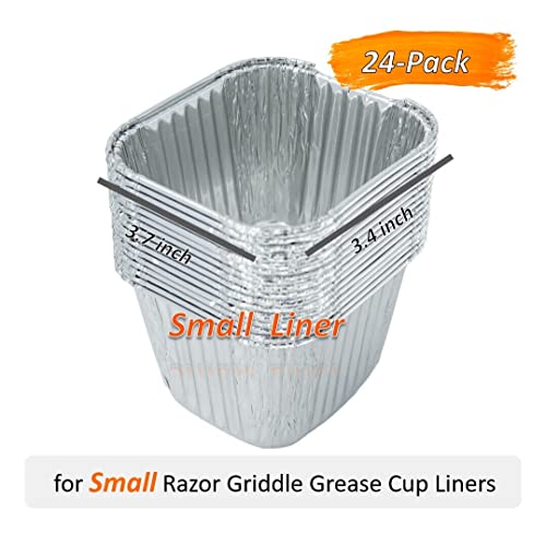 Qfire 24 Pack Small Griddle Drip Grease Cup Liners Compatible with 1 Burner & 2 Burner Razor Griddles,GGC2030M/GGT2160M/GGC2228MG Razor Griddle Grease Liner Accessories(Small Size)