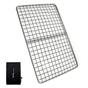 tito titanium bbq net grill portable ultralight non-stick meat grill grate for home garden outdoor camping picnic hiking charcoal holder with storage bag (a)