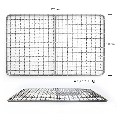 TiTo Titanium BBQ Net Grill Portable Ultralight Non-Stick Meat Grill Grate for Home Garden Outdoor Camping Picnic Hiking Charcoal Holder with Storage Bag (A)
