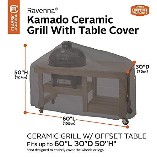 Classic Accessories Ravenna Water-Resistant 60 Inch Kamado Ceramic BBQ Grill Cover