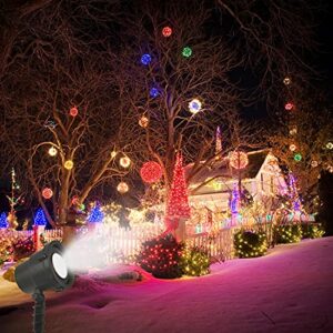 Christmas Projector Lights Outdoor Projector Lights Waterproof Plug in Moving Effect Wall Mountable for Halloween Christmas Holiday New Year Home Party Decoration Show (Snow--Flake)