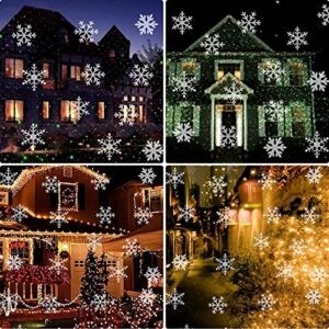 Christmas Projector Lights Outdoor Projector Lights Waterproof Plug in Moving Effect Wall Mountable for Halloween Christmas Holiday New Year Home Party Decoration Show (Snow--Flake)