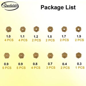 GUOFALDE Brass Jet Nozzles, Range Stove Oven Orifice Conversion Kit M6x0.75 mm Gas Spray Tip 0.3/0.4/0/7/0.8/0.9/1.0/1.1/1.2/1.5/1.7/1.9mm(Pack of 36), Propane Lpg Gas Pipe Parts, Propane Orifice