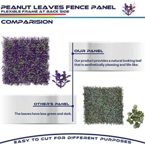 Windscreen4less Artificial Plant Leaves Faux Ivy Leaf Decorative Wall Fence Screen 20'' x 20" Purple Peanut Leaves 2 Pcs