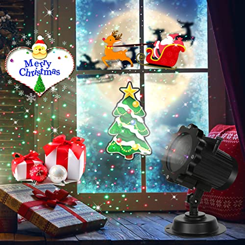 Christmas Lights,UNIFUN 12 Patterns LED Projector Lights with red and Green dot Star , Waterproof Landscape Light for Celebration Halloween ,Christmas ,Birthday and Party Decoration