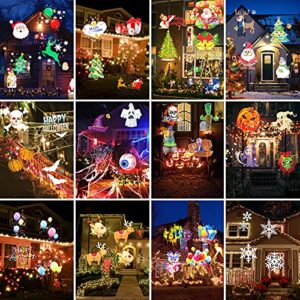 Christmas Lights,UNIFUN 12 Patterns LED Projector Lights with red and Green dot Star , Waterproof Landscape Light for Celebration Halloween ,Christmas ,Birthday and Party Decoration