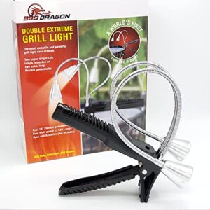 bbq dragon double extreme grill light – super bright dual led bbq lights for grill – 360° flexible stainless steel gooseneck – great bbq grill accessories – weather resistant, batteries included