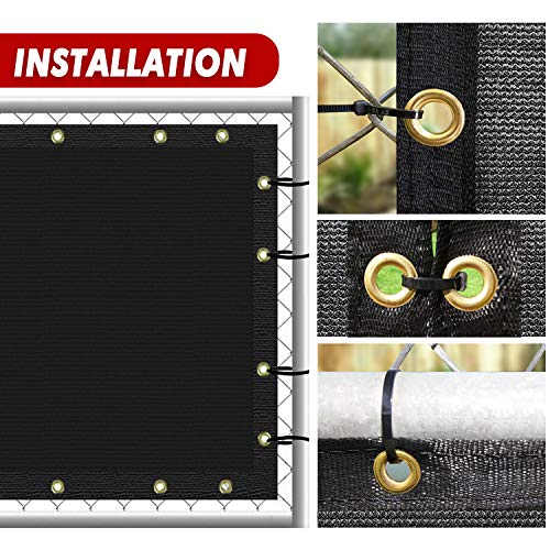 Artpuch Fence Privacy Screen 6' x 50' Black Heavy Duty Fence with Brass Grommets for Wall Garden Yard Backyard Indoor Outdoor