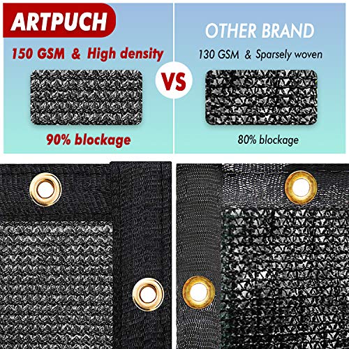 Artpuch Fence Privacy Screen 6' x 50' Black Heavy Duty Fence with Brass Grommets for Wall Garden Yard Backyard Indoor Outdoor