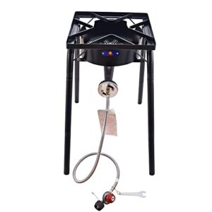 arc cast iron single burner propane stove, 200,000btu high pressure outdoor gas stove cooker,16″square stove,burners for outdoor cooking turkey fry,crawfish boil with height adjustable legs