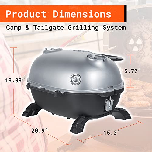 PK Grills Portable Charcoal BBQ Grill and Smoker with Lid, Cast Iron Aluminum Outdoor Kitchen Cooking Mini Small Barbecue Grill for Camping, Backyard Grilling, Park, Tailgating, Grey PK PK200-SFL