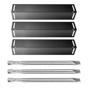 hisencn grill replacement for smoke hollow 6500, 6800, ps9500, ps9900, sh5000, sh9916 16 1/2 inch porcelain steel heat plate shield, stainless steel pipe burners, 3 pack