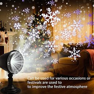 Christmas Projector Lights Outdoor,Upgraded Dynamic Holiday Snowflake Lights Projector,IP65 Waterproof White Snow LED Snowfall Projector Lights for Halloween Party Home Garden Decoration-2 Sets