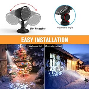 Christmas Projector Lights Outdoor,Upgraded Dynamic Holiday Snowflake Lights Projector,IP65 Waterproof White Snow LED Snowfall Projector Lights for Halloween Party Home Garden Decoration-2 Sets