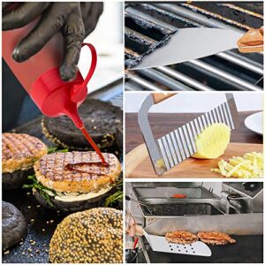 Leonyo Flat Top Grill Accessories, 9 Pcs Griddle Spatulas Heavy Duty Griddle Accessories with Metal Spatula, Hamburger Turner, Grill Scraper for Outdoor Kitchen BBQ Hibachi Camping