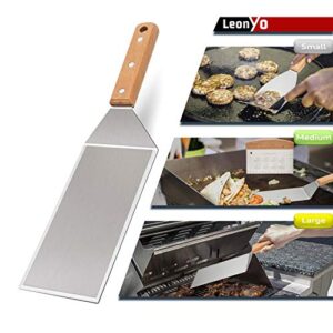 Leonyo Flat Top Grill Accessories, 9 Pcs Griddle Spatulas Heavy Duty Griddle Accessories with Metal Spatula, Hamburger Turner, Grill Scraper for Outdoor Kitchen BBQ Hibachi Camping