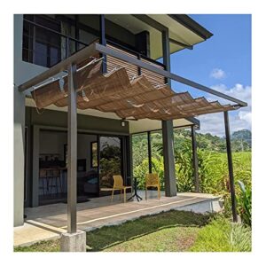Patio Awning Shade Cover Pergola Canopy - Slide on Wire Cable Wave Drop Shade Cover - Waterproof and UV Resistant - Shade Sail Awning for Deck Porch ( Color : Coffee , Size : 0.5x4m )