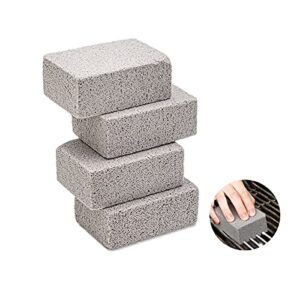4 pack grill stone cleaning block, ecological grill cleaning brick block – perfect for removing stains of bbq grills, racks, flat top cookers and more