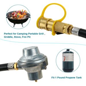 ETERMETA 1LB Low Pressure Propane Tank Gas Regulator Valve with 1/4 Quick Connection Turn-Off Valve and 3 Connect Fittings, for Camper, Grill, Heater, Fireplace, Fire Pit