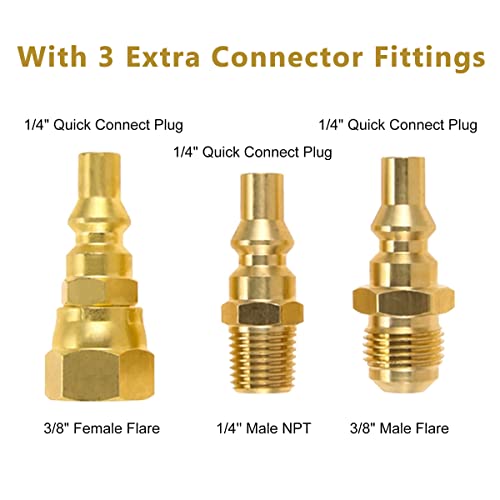 ETERMETA 1LB Low Pressure Propane Tank Gas Regulator Valve with 1/4 Quick Connection Turn-Off Valve and 3 Connect Fittings, for Camper, Grill, Heater, Fireplace, Fire Pit