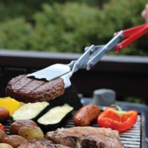 BBQCroc 3 in 1 Barbecue Tool 26-inch - Extra Light and Extra Long Tongs, Spatula and Grill Scraper (Red) – Longest BBQ Tool Ever!