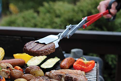 BBQCroc 3 in 1 Barbecue Tool 26-inch - Extra Light and Extra Long Tongs, Spatula and Grill Scraper (Red) – Longest BBQ Tool Ever!