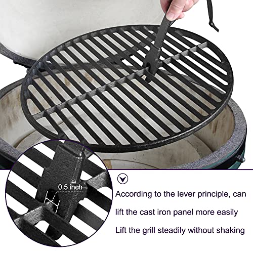 FIRELOOP Grill Grate Lifter Grill Cast Iron Cooking Grid Lifter,Big Green Egg Cast Iron Cooking Grate Handling Lifter Accessories for Moving Cast Iron and Stainless Steel Grilling Nets