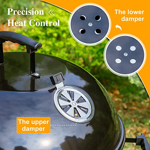 Sophia & William 22-inch Kettle Charcoal Grill with Thicken Chromeplated Grate, High-capacity Ash Catcher for Outdoor Picnic BBQ Patio Camping, Black