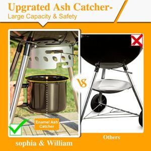 Sophia & William 22-inch Kettle Charcoal Grill with Thicken Chromeplated Grate, High-capacity Ash Catcher for Outdoor Picnic BBQ Patio Camping, Black