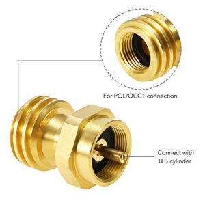 Joywayus Solid Brass Steak Saver Adapter 1 LB Hex Propane Adapter Converter Universal Small Bottle for Gas Grill and Propane Tree - 1''-20 Male Throwaway Cylinder Thread