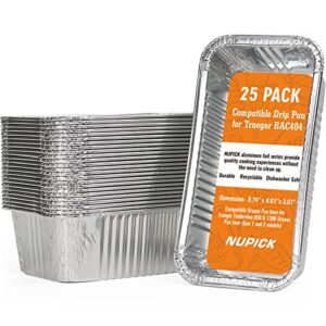 nupick 25 pack drip pans for traeger timberline 850 & 1300 grease pan liner (gen 1 and 2 models), bac404/bac582 grill drip trays