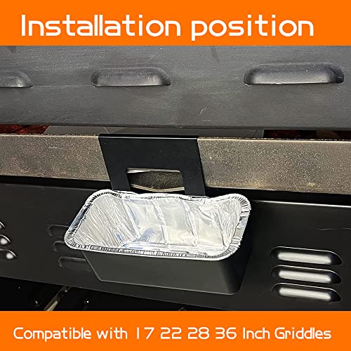 Grease Cup/Drip Catcher Pan for Blackstone Stove Griddles Replacement Part, Grill Collection Pan for Blackstone Professional Flat Top Griddle Liquid Holders 17 22 28 36inch（An extra fork is included）