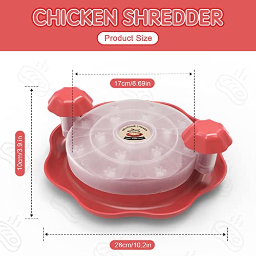 Chicken Shredder, Chicken Breast Shredder, Meat Shredder Machine with Ergonomic Handles and Anti-Slip Base, ShredMachine for Beef Pulled Pork and Chicken 10.2 inch Dishwasher Safe (Clear)