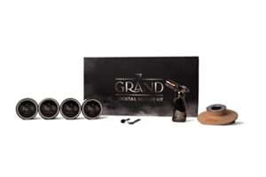 7grand cocktail smoker kit with torch and wood chips (butane not included) – smoker for old fashioned cocktails with cocktail smoker top – whiskey smoker
