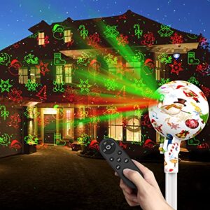 christmas projector lights outdoor, laser projection light waterproof spotlight projectors red and green star show with christmas decorative patterns for holiday decoration house yard garden patio