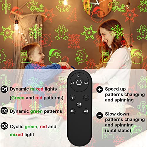 Christmas Projector Lights Outdoor, Laser Projection Light Waterproof Spotlight Projectors Red and Green Star Show with Christmas Decorative Patterns for Holiday Decoration House Yard Garden Patio