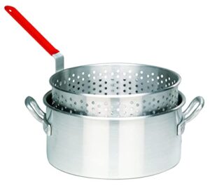 bayou classic 1201 10-qt aluminum fry pot features perforated aluminum basket heavy duty riveted handles perfect for deep frying french fries hush puppies fish & chicken