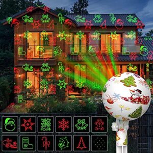 christmas lights, laser projector light outdoor waterproof landscape spotlights led projection show xmas lazer display with remote timer for holiday halloween patio garden yard outside decorations