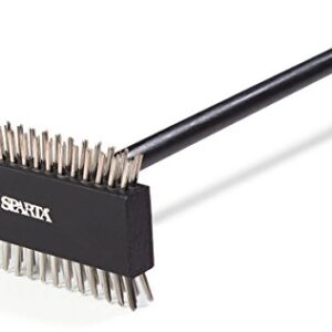 SPARTA 4029000 Stainless Steel Grill Brush, Grill Scraper With Metal Bristles, 30.5 Inches, Black