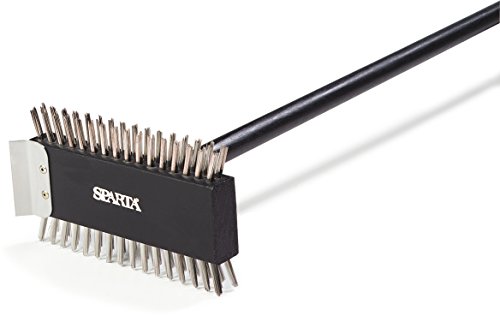 SPARTA 4029000 Stainless Steel Grill Brush, Grill Scraper With Metal Bristles, 30.5 Inches, Black
